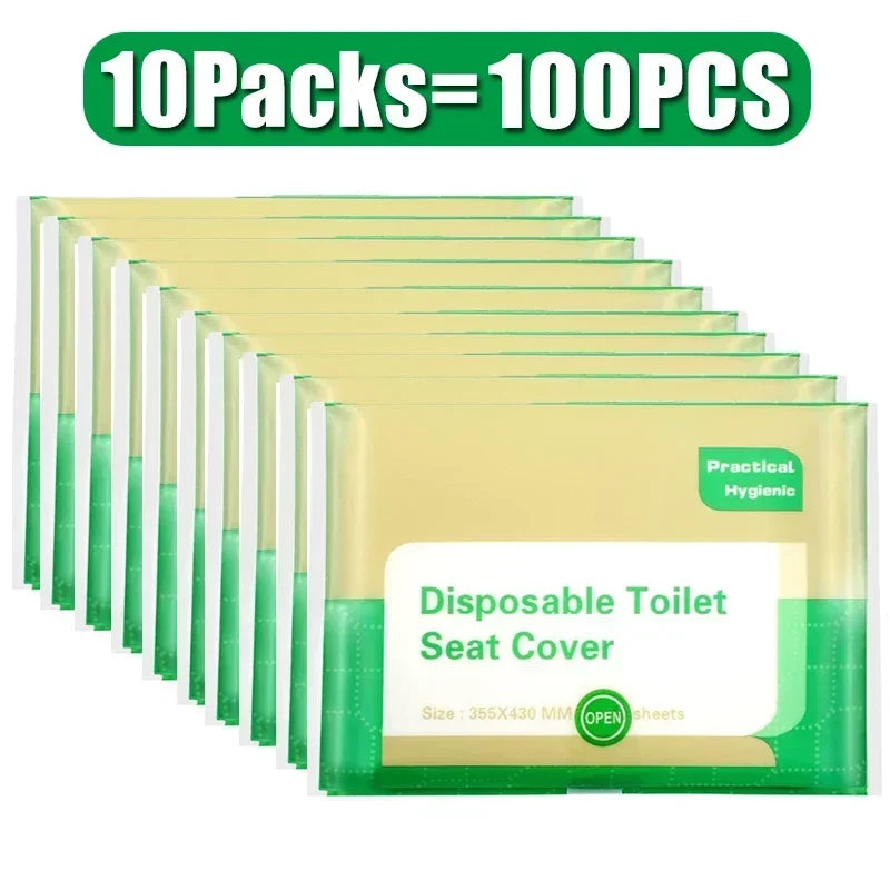 NEW Arrivals 200PCS Set Disposable Toilet Seat Cover Paper Portable Waterproof Soluble Water Travel Camping Hotel Bathroom Toilet Mat Pads