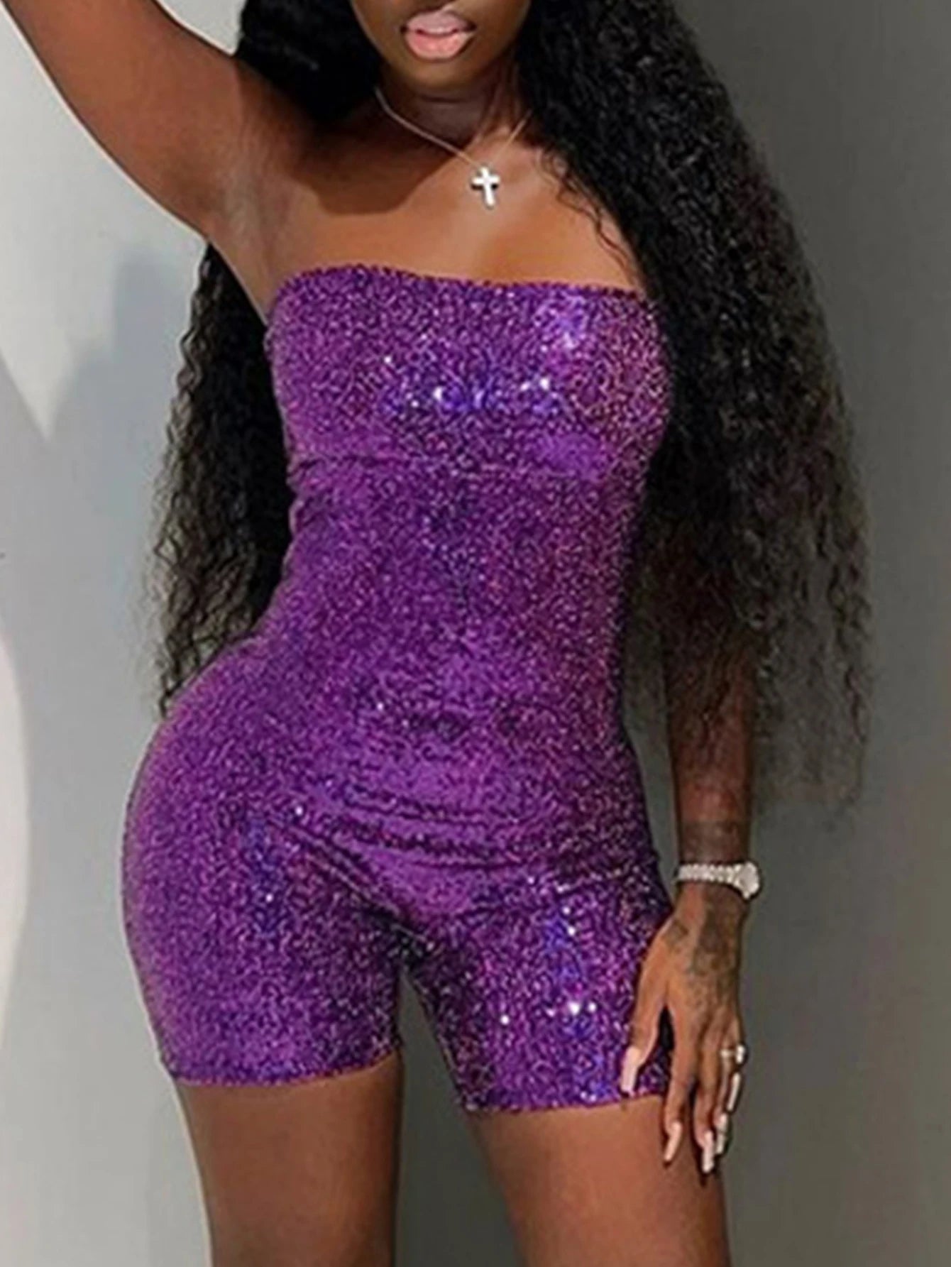 NEW Arrivals S-2XL 3 Colors Sexy Backless Sequin Bodysuit Jumpsuit Women Summer Evening Beach Party Shorts Night Club Party Romper Bodycon Ladies Girls Sexy Fashion Clothing Supplies