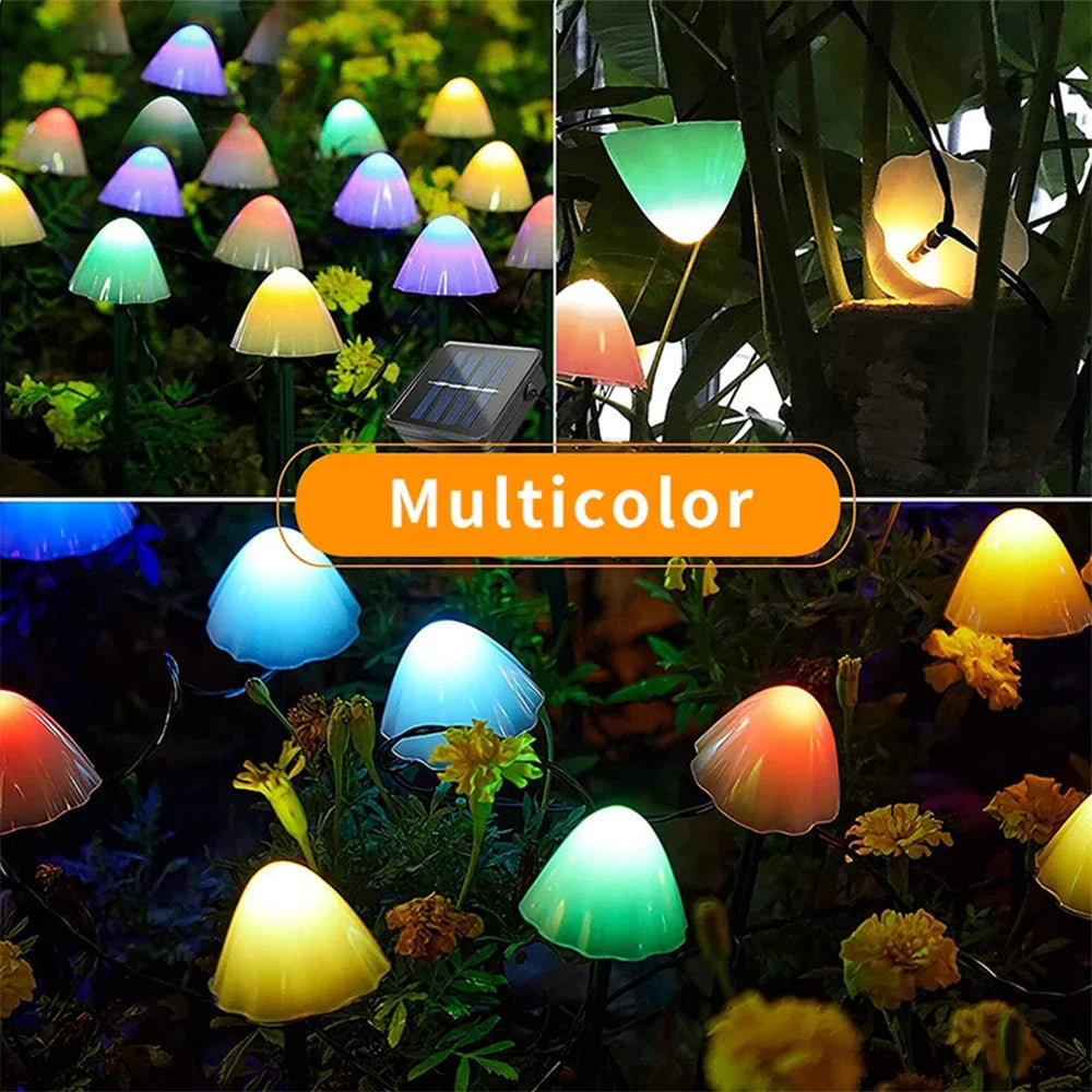 6,5M 30 LED Solar Lights String Mushroom Lawn Fairy Lights LED Solar Lamps Outdoor For Garden Patio Terrace Path Landscape Decoration Lamps