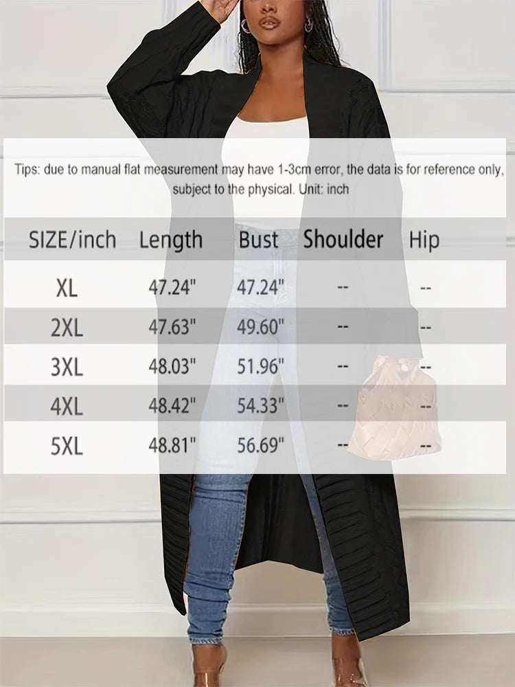 Plus Size Fall and Winter New Women's Solid Color Cardigan, Casual Knit Cardigan with Pockets Commuter Style Sweater XL-5XL