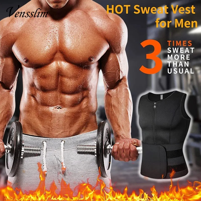 NEW Arrivals Outdoor Hiking Running Sports Sauna Sweat Vest Men Compression Body Shaper Jacket Tops Tummy Control Waist Trainer Slimming Hot Thermal Weight Loss Fitness Gym Sports Supplies