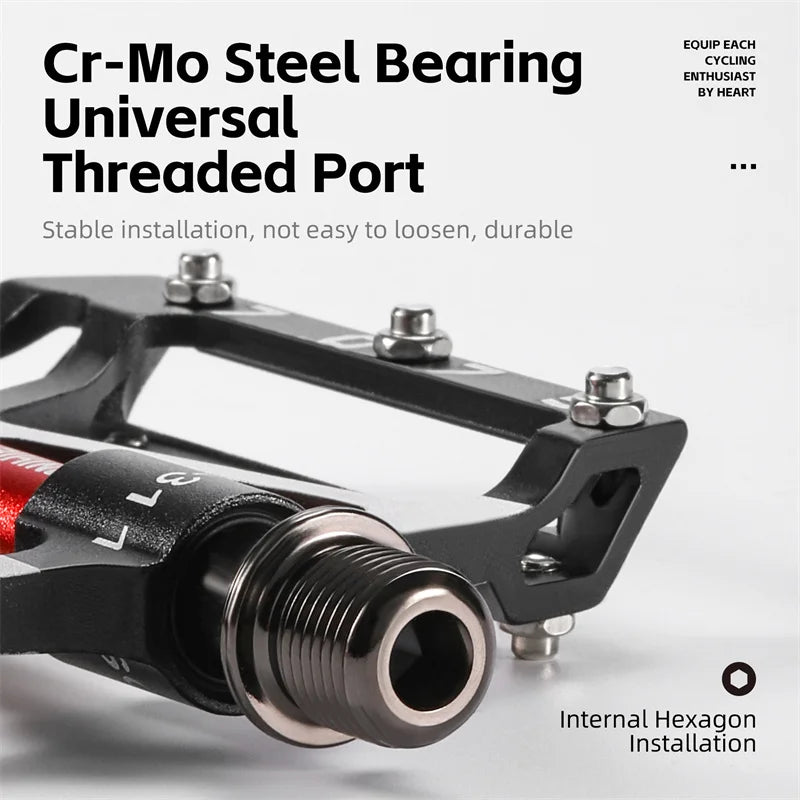 NEW Colorful/Silver Color 3 Bearing Bicycle Professional Pedal CNC Aluminum Alloy Anti Slip MTB Road Bike Pedal Widen Pedals Profession Bike Accessories
