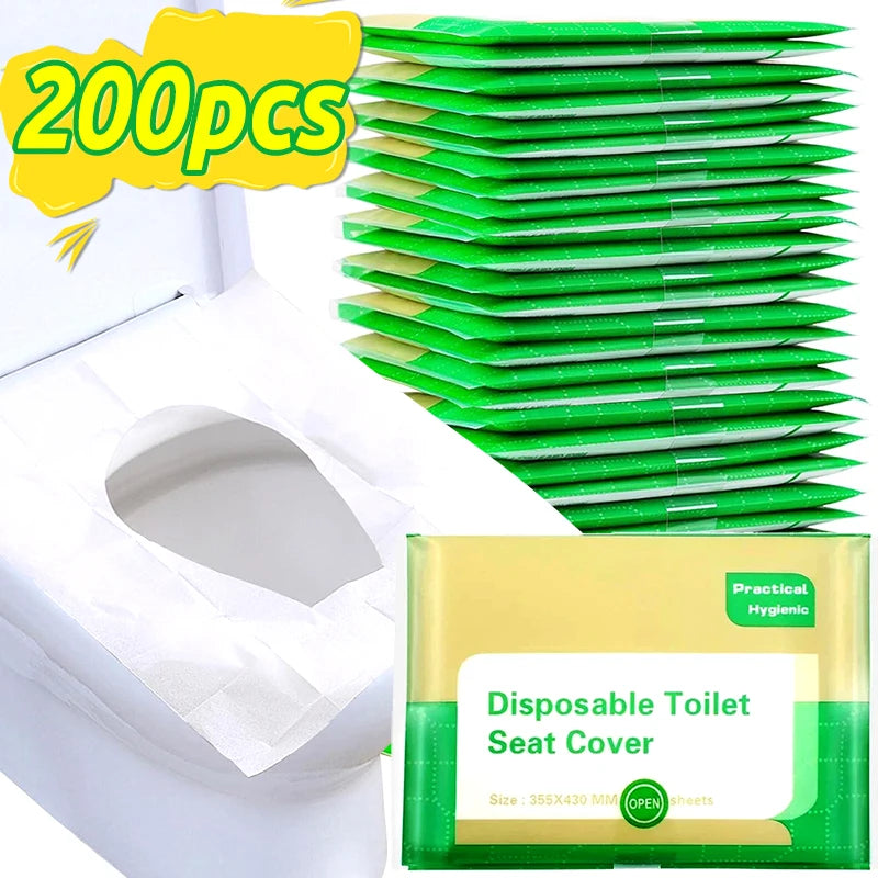 NEW Arrivals 200PCS Set Disposable Toilet Seat Cover Paper Portable Waterproof Soluble Water Travel Camping Hotel Bathroom Toilet Mat Pads