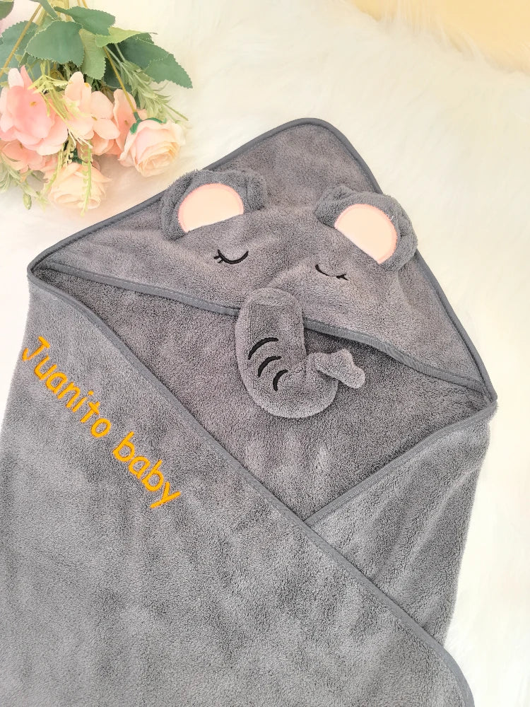 NEW Personalized Custom Name Embroidered Newborn Letter Nursery Baby Bath Towel Shower Robe Towel Wear A Hat Gifts for Boy Girl Children