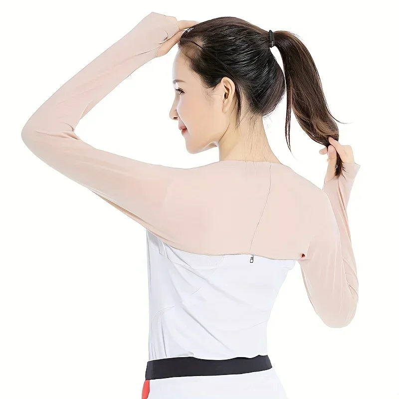 NEW Arrivals Summer Sun Protection Shawl Sleeves Outdoor UV Protection Ice Silk Raglan Sleeves Suitable For Running, Golf And Cycling Women Sports Apparel Accessories