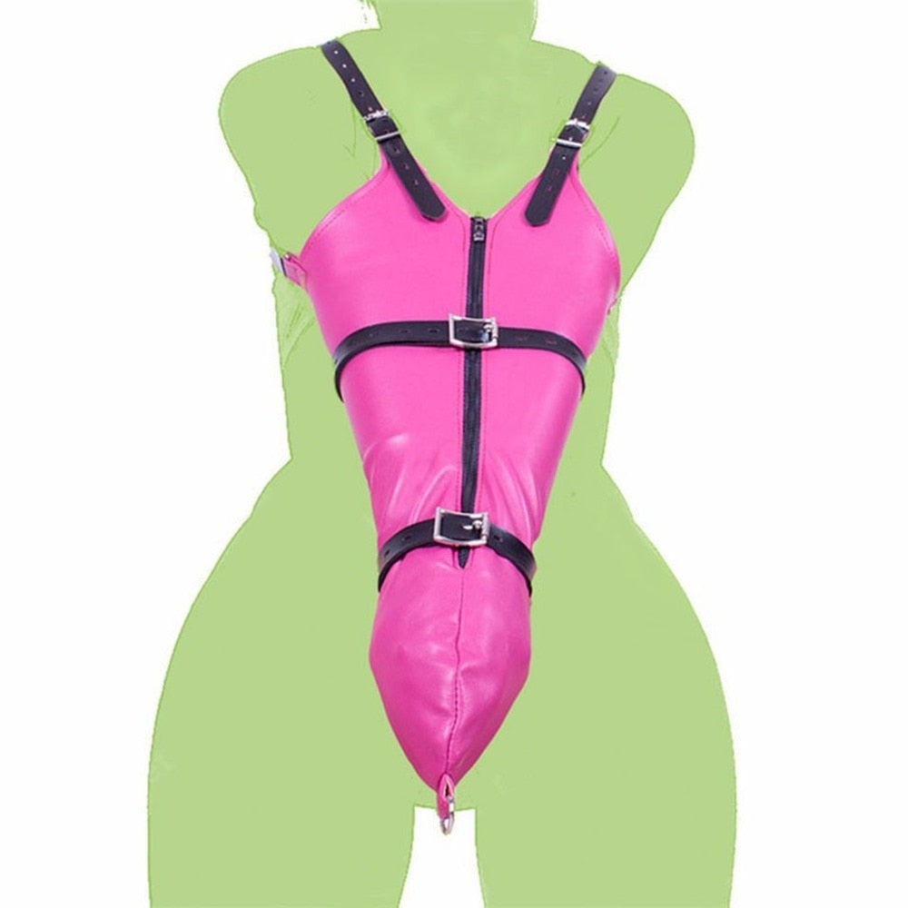 Adult Toys PU Leather Zipper Single Glove Armbinder with Over Shoulder Straps Sexy Full Sleeve One Arm Binder Bondage Restraint