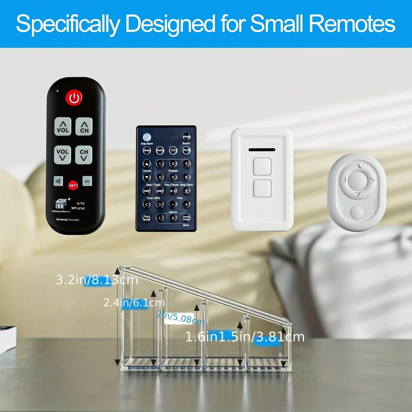 NEW Arrivals Clear Plastic Mobile Phones TV Remote Control Holder and Desk Organizer with 4 Compartments for Home and Office Use