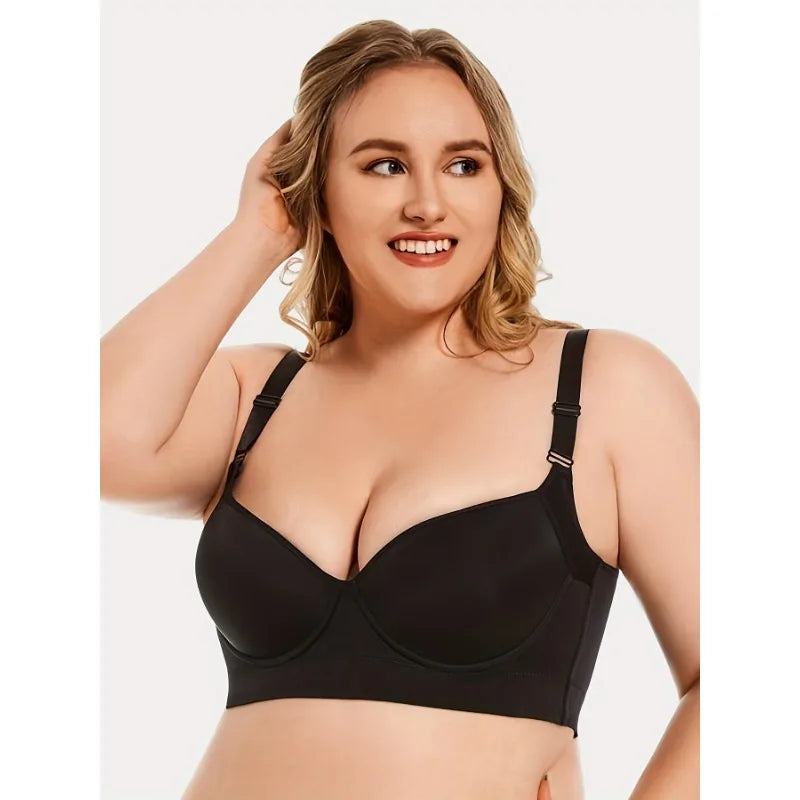 NEW Arrivals 2PCS- PLUS SIZE Chubby Women's Back Smoothing Bra Hides Back Fat Full Coverage Comfortable Seamless Bra Push-Up Bra Curvy Ladies Underwear Sets
