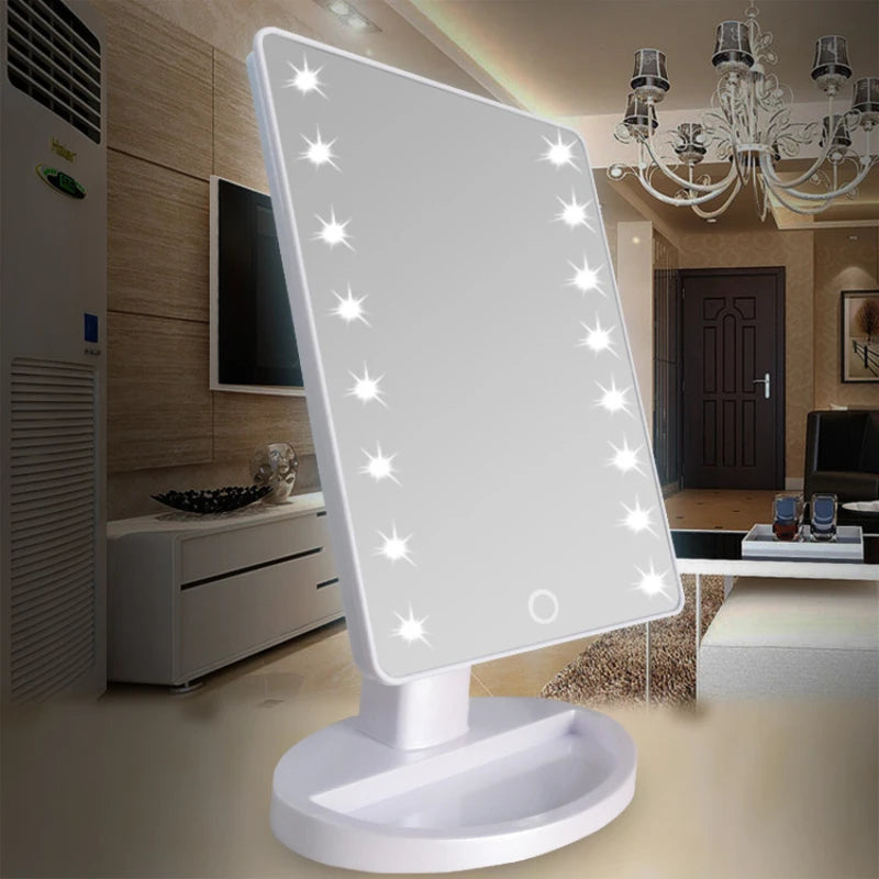 Lighted Makeup Mirror Use Battery And USB Rechargeable Dual-use 16LED Beauty Mirror Portable Touch Screen Dimming Vanity Mirror