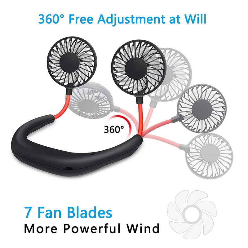 Wearable Neckband Fans USB Rechargeable Leafless Mini Neck Fan Air Conditioner Cool Portable Bladeless Hanging Fans