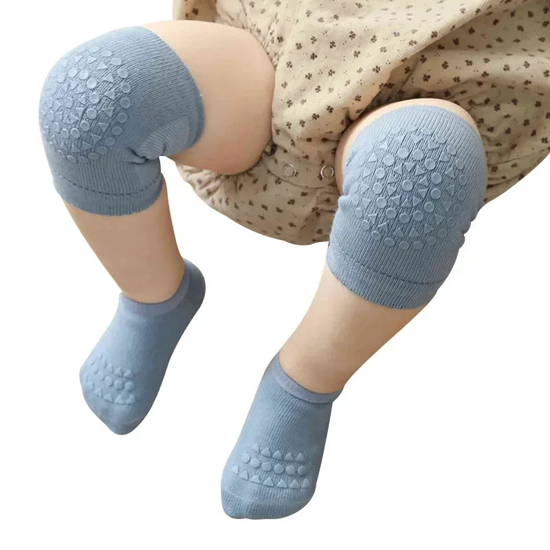 NEW 0-6Yrs Baby Knee Cotton Pads Socks Set for Girls Boys Summer Solid Color Anti Slip Socks Kid Crawling Safety Floor Sock Leg Knee Protector