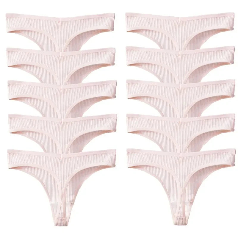 NEW Arrivals 10PCS/Set Sexy Women's Underwear G-Strings Cotton Striped Sports Panties Thongs Lingerie Comfortable Soft Ladies Underwear Sets