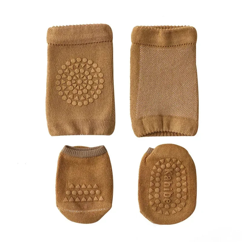 NEW 0-6Yrs Baby Knee Cotton Pads Socks Set for Girls Boys Summer Solid Color Anti Slip Socks Kid Crawling Safety Floor Sock Leg Knee Protector