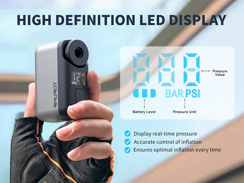 NEW Arrivals TB2 PRO Mini Portable Electric Pump Set for Bike Cordless Tire Inflator 120PSI Max 450mAh Battery with Screen Fast Charging