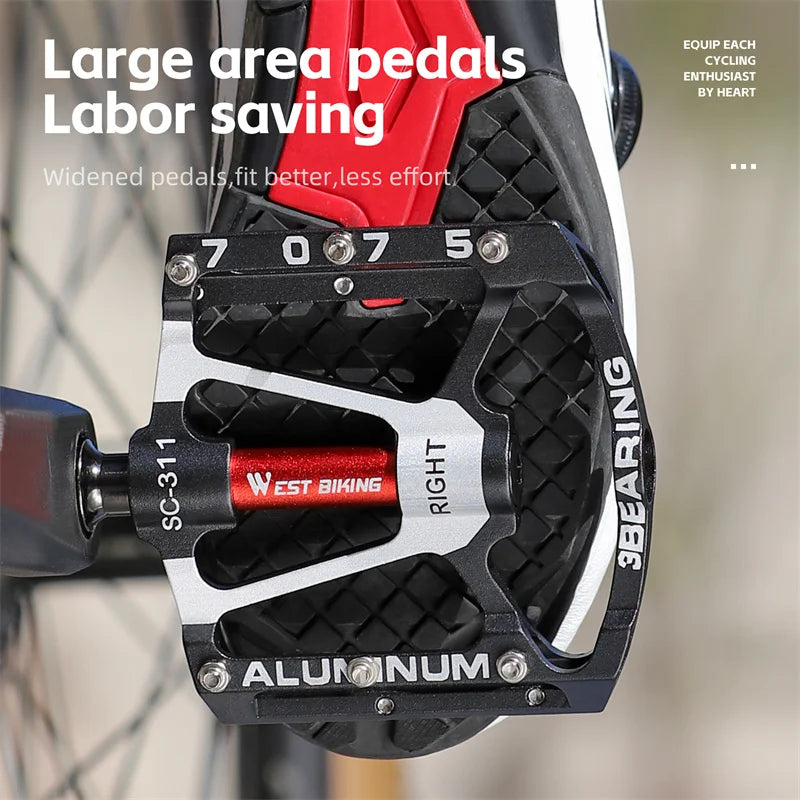 NEW Colorful/Silver Color 3 Bearing Bicycle Professional Pedal CNC Aluminum Alloy Anti Slip MTB Road Bike Pedal Widen Pedals Profession Bike Accessories
