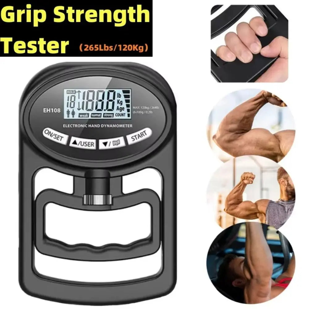 NEW 265Lbs/120Kg Grip Strength Tester LCD Screen Hand Grip Digital Hand Dynamometer USB Grip Strength Meter for Power Training Sport Accessories