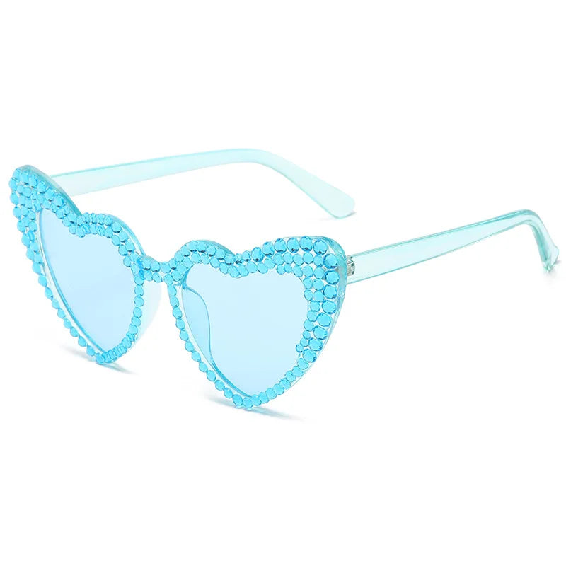 NEW Arrivals Women Luxury Diamond Frame Heart Shape Sunglasses Large Anti UV400 Sun Glasses for Ladies Wedding Guests Birthday Party New Year Party Eyewear Bachelorette Hen Party Accessories