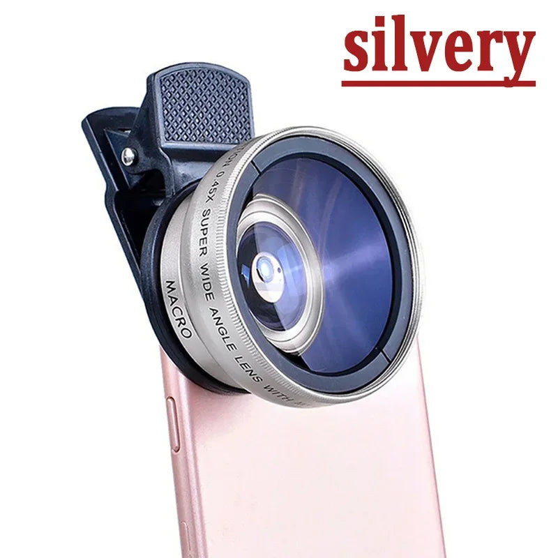 NEW Arrivals 2 IN 1 Lens Camera Universal Clip 37mm Professional 0.45x 49uv Super Wide-Angle Macro Lens For iPhone 15 12 Samsung Huawei Xiaomi