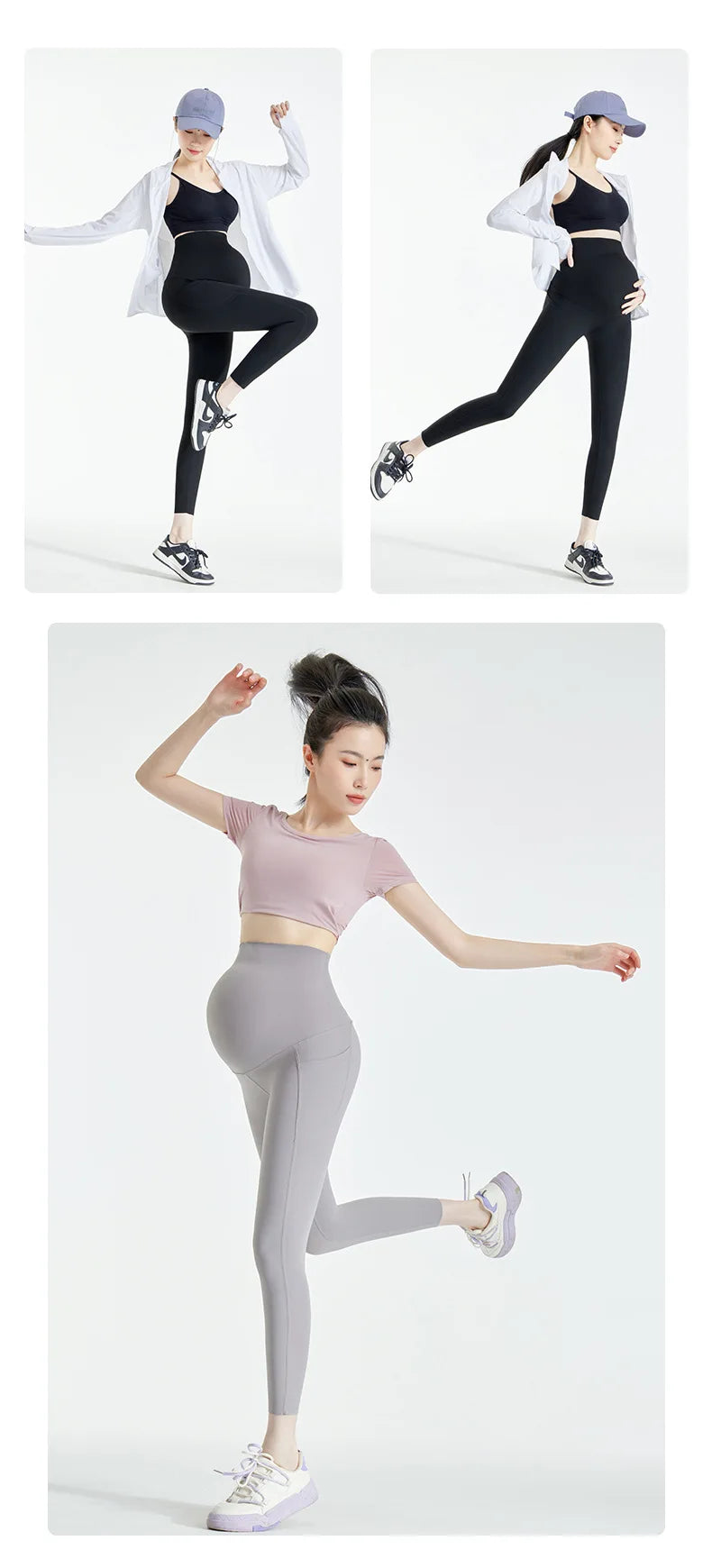 NEW Arrivals Black/Gray Color Maternity Bottoming Pants Spring and Fall Models Spring and Summer New Maternity Yoga Shark Pants Pockets Maternity Pants Ladies Sports Clothes