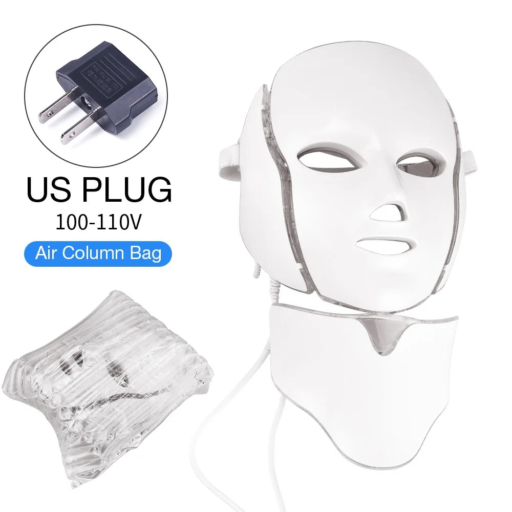 NEW Arrivals Air Bag-7 Colors Light LED Skin Care Facial Beauty Mask With Neck Skin Rejuvenation Treatment Beauty Anti Acne Therapy Whitening Women Skin Care Supplies