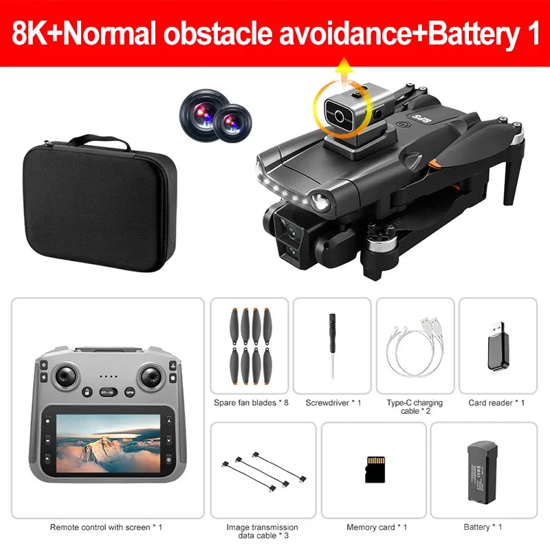 NEW Xiaomi V198MAX GPS Drone 8K Professional Camera Laser Video Recording Aerial FPV Brush Laser Obstacle with Large Screen Remote Control Folding Drone + 3 Batteries Set
