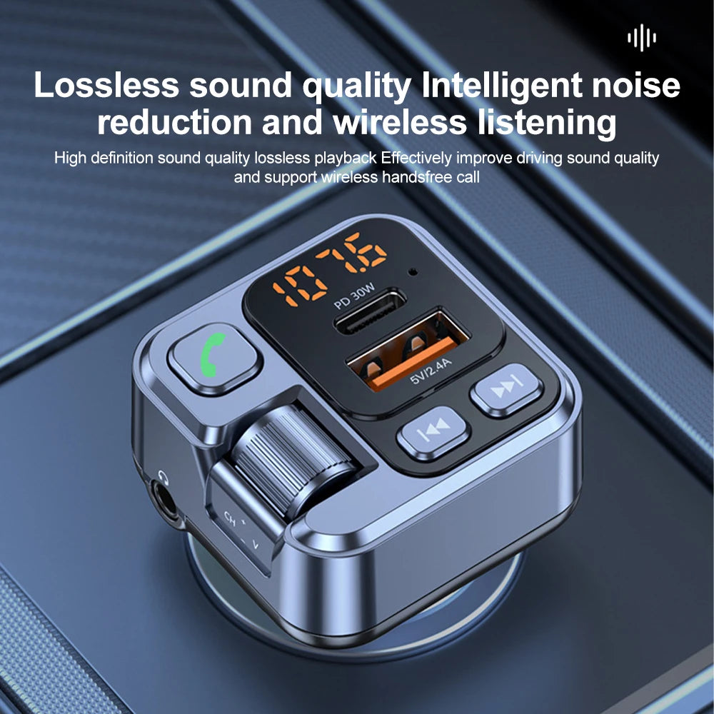 NEW BRAND Car Bluetooth Receiver USB U Disk Read PD20w Fast Charging Digital Display Car Mobile Phone Adapter FM Transmitter For Cellphones Accessories