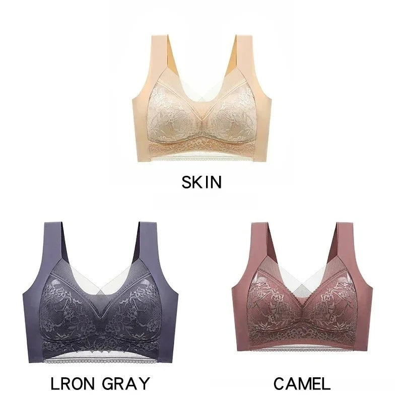 NEW Arrivals 3PCS Set 6 Colors/Patterns L-6XL(115KG) Women's Push Up Bralette Wireless Bras - 5cm Natural Lift, Seamless Lace Plus Size No Underwire Comfort