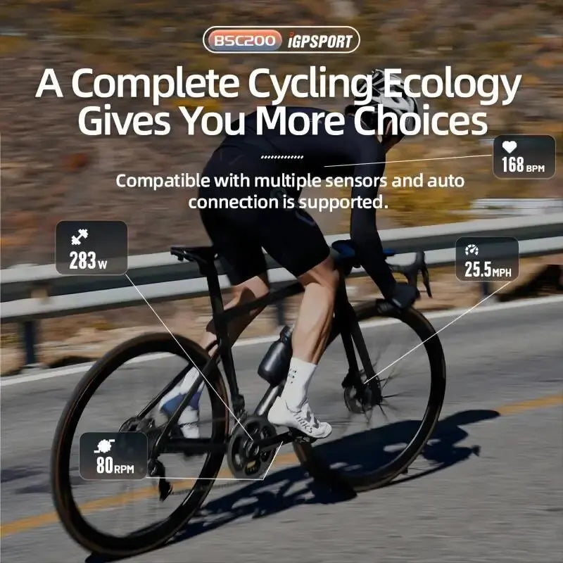 NEW Arrivals BSC200 GPS Bicycle Computer with Holder Set Cycling Odometer Wireless Speedometer Route Navigation ANT + Bluetooth5.0 Bikes Parts Accessories Sports Supplies