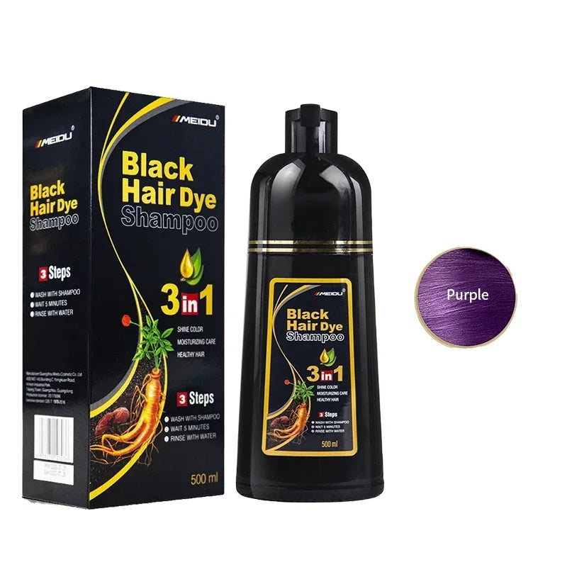 NEW 500ml Korean Hair Dye Shampoo 3 in1 Darkening Hairs Instant Gray To Black Polygonum Multi-Florum Natural Coloring Cover Men Women Hair Care Supplies