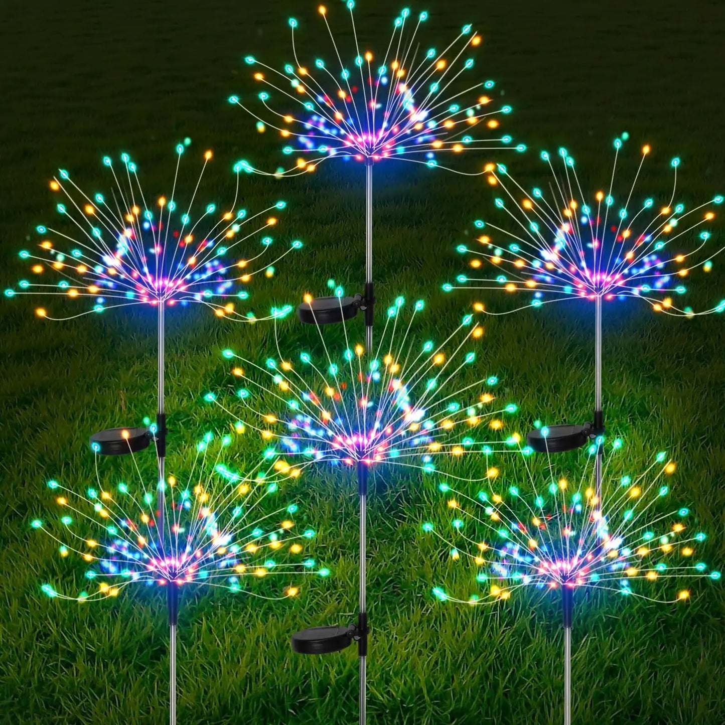 NEW 6PCS Set Solar Garden Lights Solar Firework Lights 200 LED String Light 8 Modes Twinkling Nightlight for Wedding Party Patio Decoration