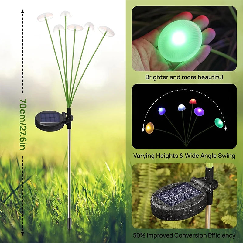 NEW 3PCS Set Solar LED Jellyfish Sway Lights Garden Decor Waterproof Outdoor Solar Pathway Light For Patio Balcony Yard Flowerbed Home Outdoor Garden Decoration Supplies