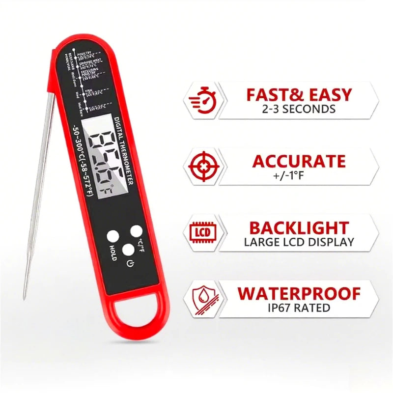 NEW Arrivals -50 300C Waterproof Digital Food Kitchen Thermometer For Oven Meat Cooking Grilling With Rotating LCD Screen Alarm Function Outdoor BBQ Picnic Camping Cooking Accessories