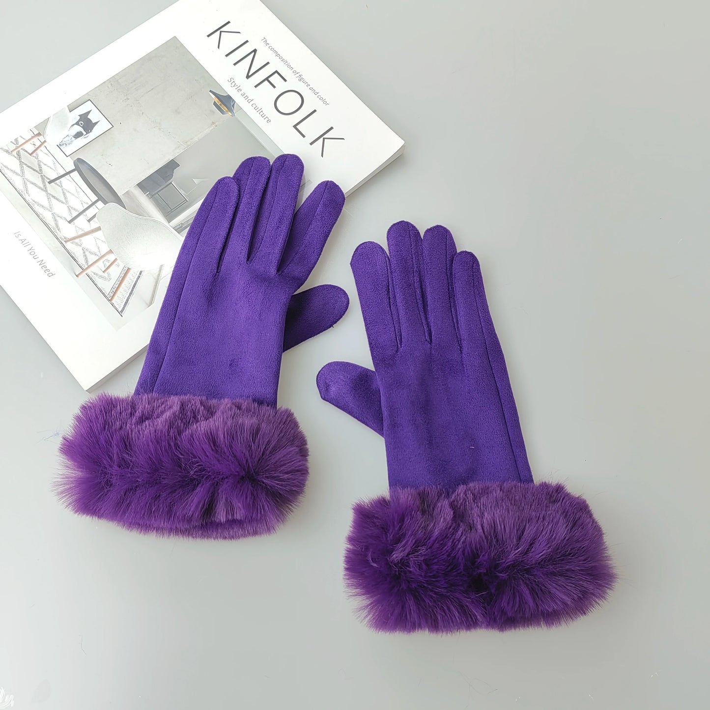 NEW Arrivals 18 Colors Women Faux Rabbit Fur Wrist Suede Leather Touch Screen Driving Glove Winter Warm Plush Thick Full Finger Cycling Black Mitten H92 Women Ladies Luxury Fashion Apparel Accessories