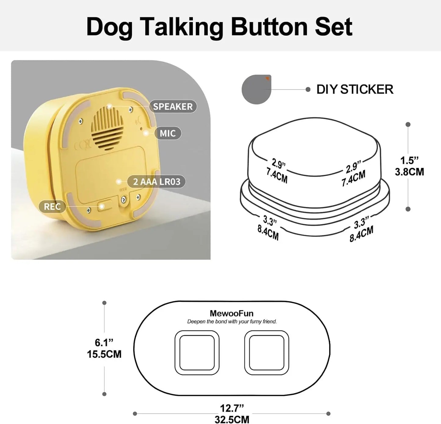 Voice Recording Button Set Pet Toys Dog Buttons for Communication Pet Training Buzzer Recordable Talking Button with Mat