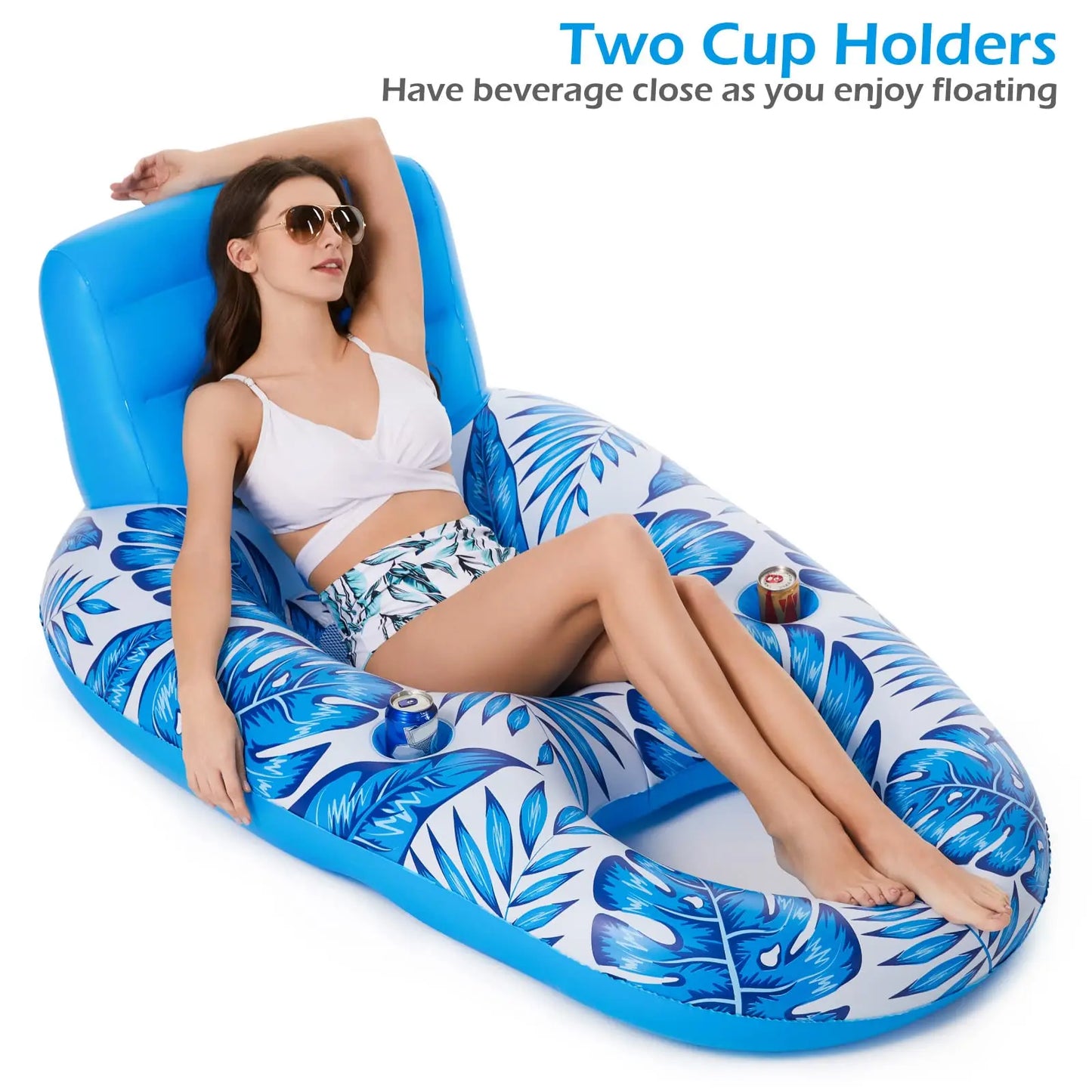 NEW Arrivals Inflatable Beach Water Pool Float Adult - Pool Floaties Lounger with Drinks Storage Floats Raft Floating Chair Water Floaties for Swimming Pool Lake Lounge Float Bed Sofa Swimming Accessories