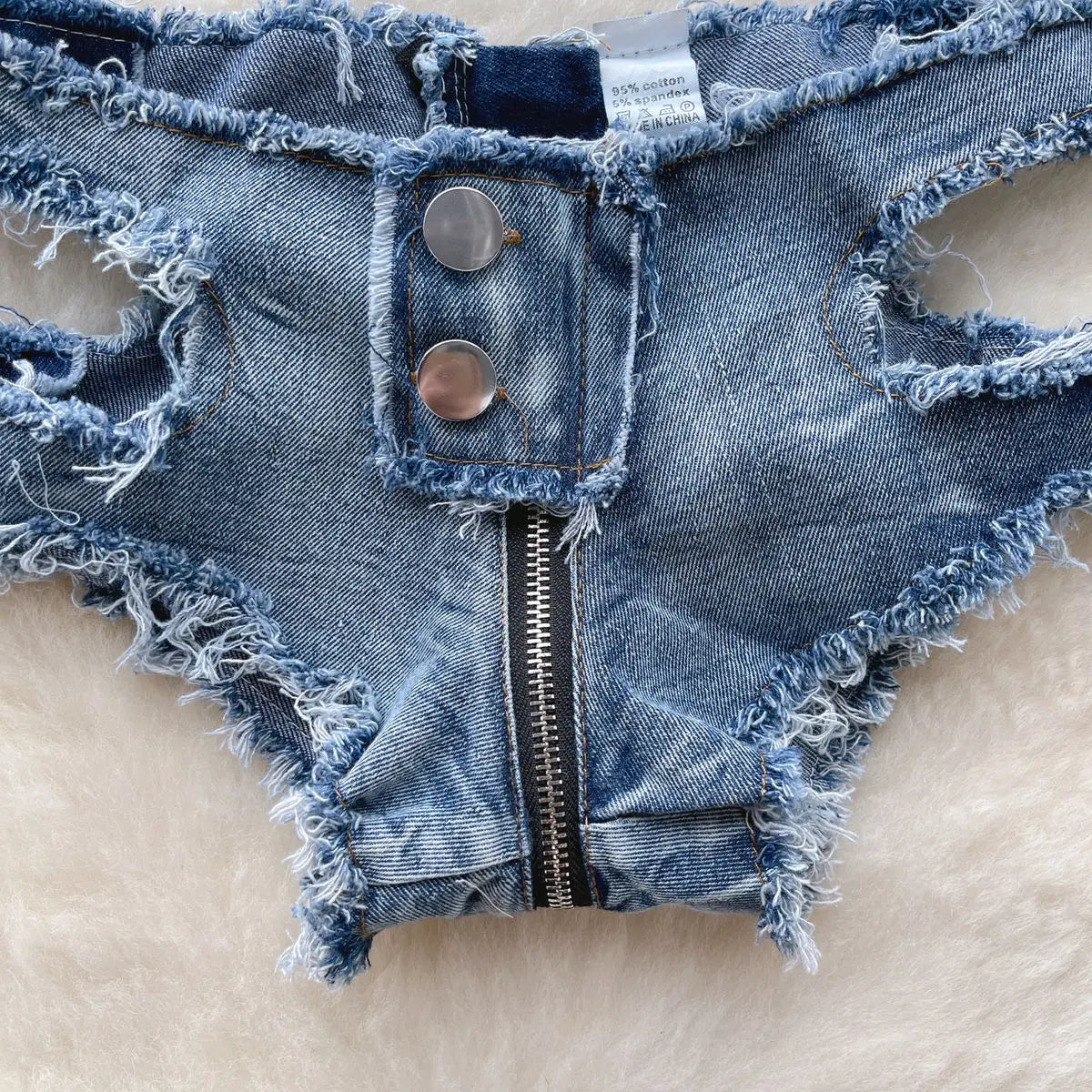 Summer New Sexy Women's Fringe Splicing Low Waist Hollow Out Denim Shorts Female Zippers Jeans Ultra Shorts
