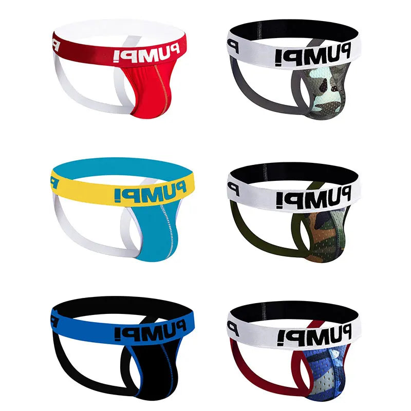 6PCS New Arrival Cotton Soft Gay Men Sexy Underwear Thong Men Jockstrap Print Men's lingerie Mens Thongs And G strings Gift