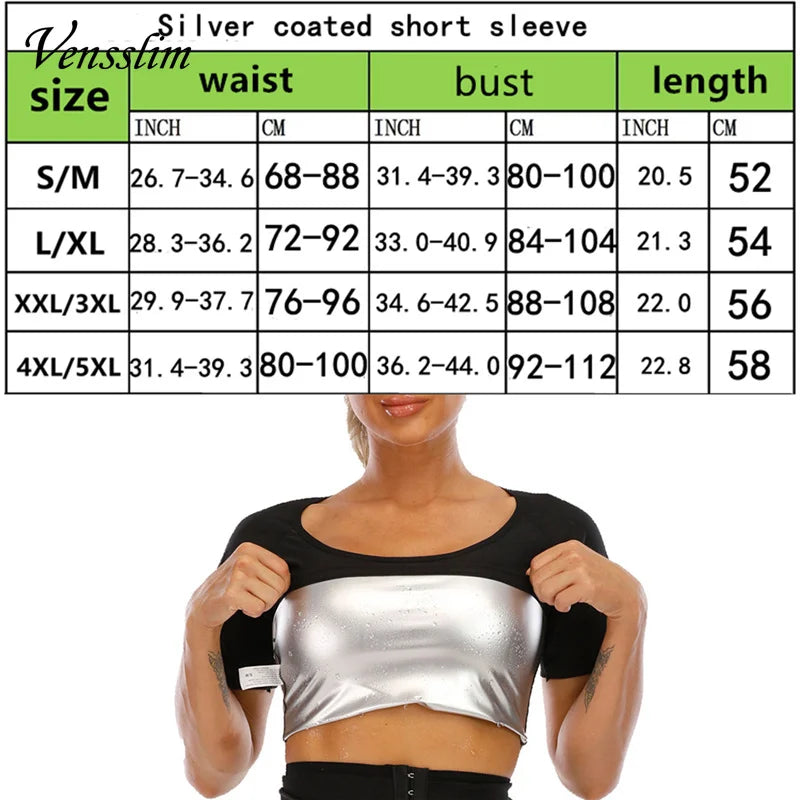 NEW S-5XL Plus Size Women Silver Ion Coating Thermal Shirt Sweat Sauna Tank Top Body Shaper Waist Trainer Slimming Short/Long Sleeve Shapewear Weight Loss Shirt