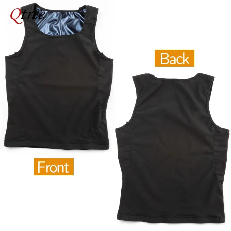 NEW S-3XL Plus Size Men Shapers Polymer Sauna Vest Sweat Slimming Compression Tops with Zipper Waist Trainer Workout Shirt Heat Trapping Suit