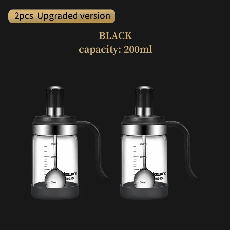 3 PCS Spice Seasoning Bottle Kitchen Supplies Glass Transparent Sugar Bottle Containers with Spoon Seasoning Bottle Salt and Pepper Bottle Kitchenware Accessories Preparing Cooking Tools Sets