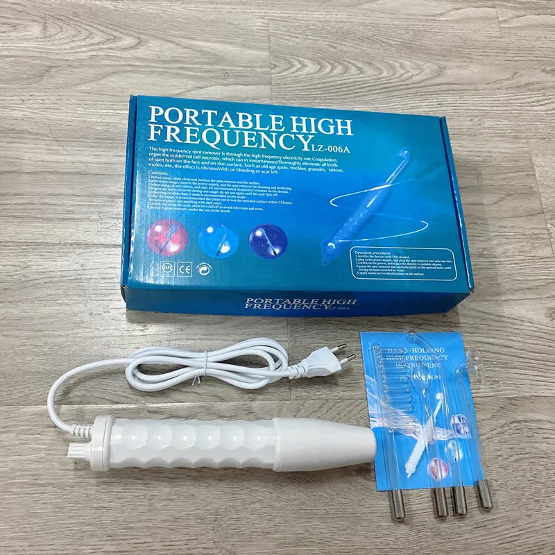 NEW 4 In 1 Set Portable Handheld High Frequency Skin Therapy Wand Machine for Acne Treatment Skin Tightening Wrinkle Reducing Women Skin Care Supplies