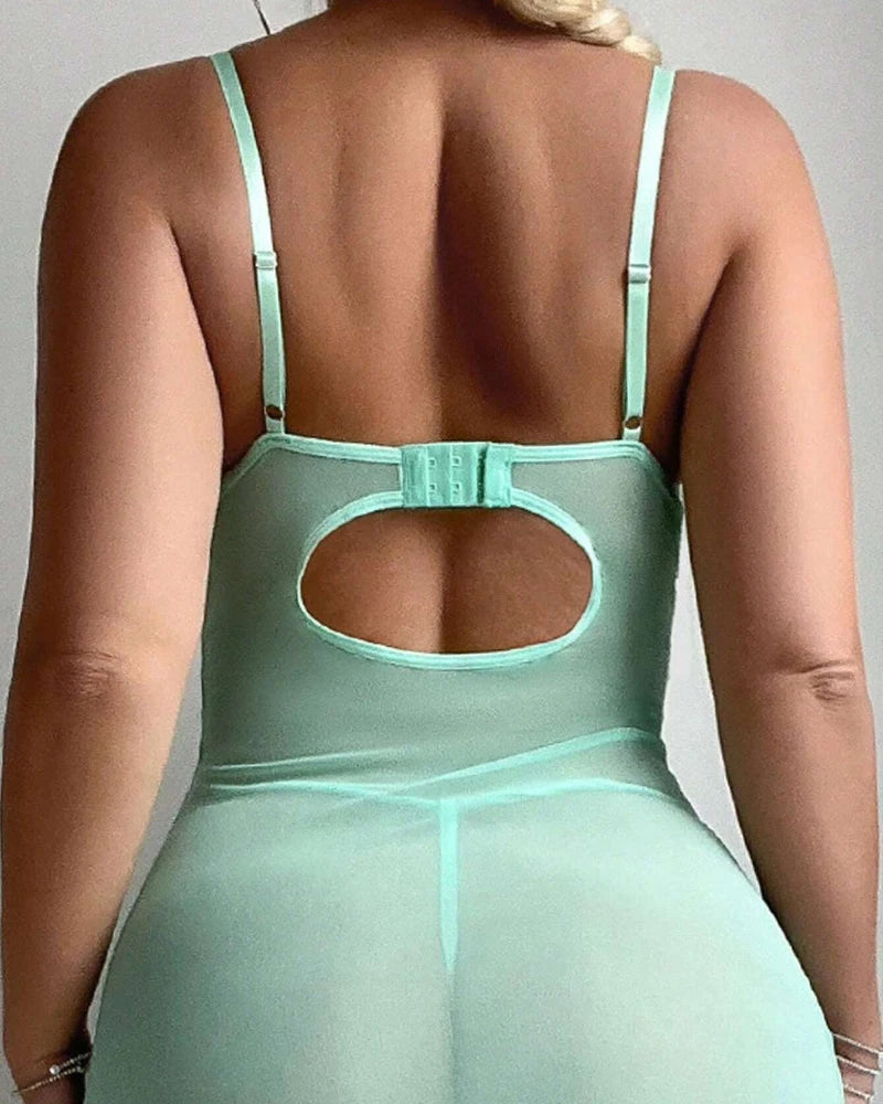 NEW Arrivals Women's Fashion New Style Butterfly Decor Spaghetti Strap Sheer Mesh Babydoll Sexy See Through Slit Lingerie Ladies Sexy Fashion lingerie Supplies