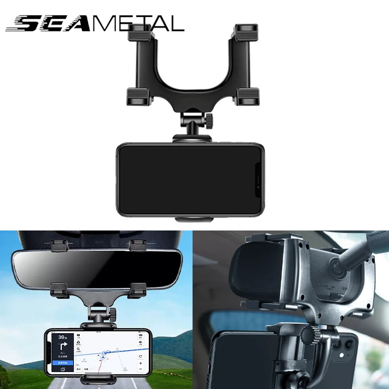 NEW Rearview Mirror Phone Holder for Car Free Rotation Adjustment Phone Mount Stable Gripper Smartphone Navigation Bracket