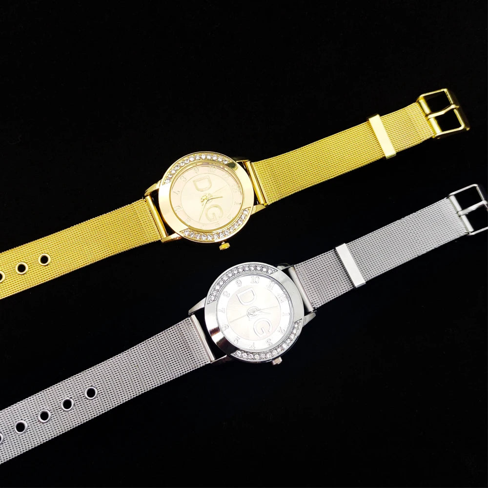 Hot Sale European Fashion Watch Women Luxury Brand DQG Quartz Watch Reloj Mujer Casual Stainless Steel Ladies Clock