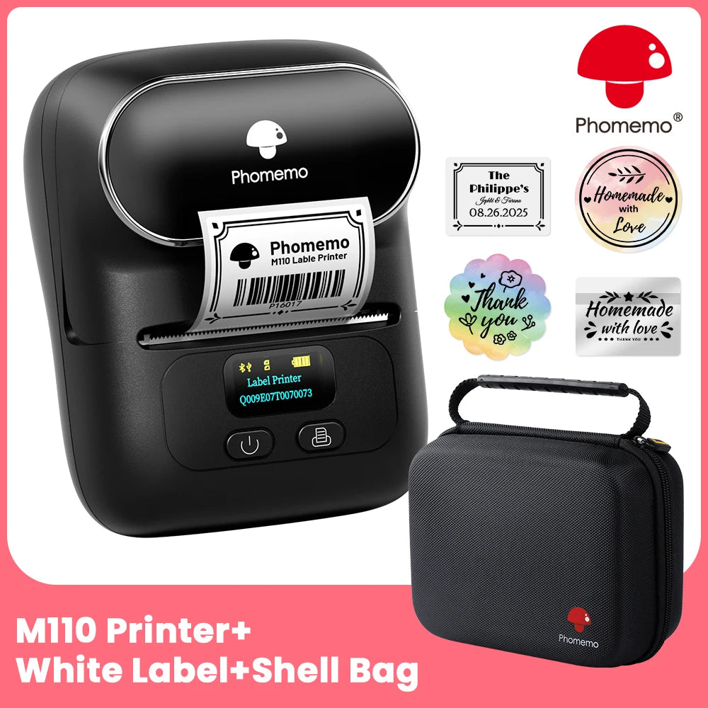 BRAND NEW Original PHOMEMO M110 Label Printer Mini Printer Thermal Label Maker Portable Labeling Machine for Business Barcode Cable School Home Office Business Thermal Printer Set