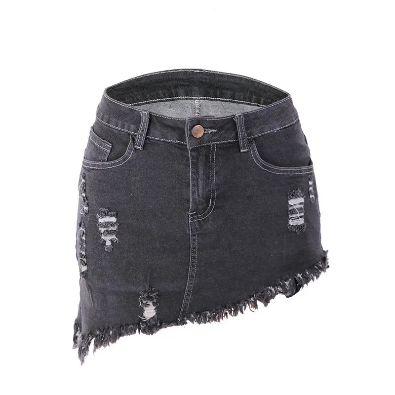 NEW Arrivals S-2XL Sexy Asymmetrical Denim Mini Skirt for Women Summer Cotton Short Skirts Wish Hot Sale New Style Casual Female Streetwear Clothing