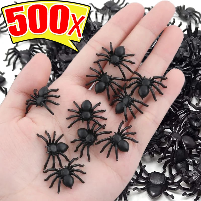 NEW Arrivals 300PCS Set Small Fake Black Spiders Halloween Decoration Horror Spider DIY Party Haunted House Prop Lifelike Insects Tricky Toys