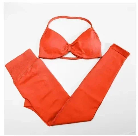NEW Arrivals 10 Colors Women Gym Breathable Fashion Yoga Fitness Clothes Hip Pants Tie Bra Comfortable Sports Pilates Fitness Set