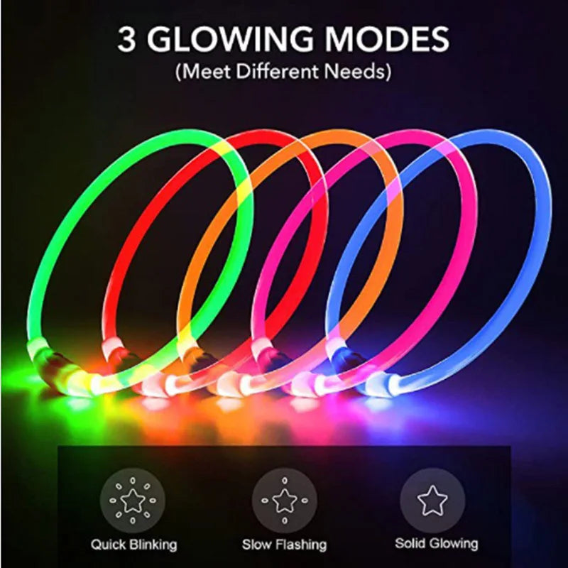 NEW Arrivals Led Dog Collar Luminous USB Cat Dog Collar Adjustable Fit for Small Medium Large Dogs Led Light Glowing Loss Prevention LED Collar For Dogs Pet Dog Accessories