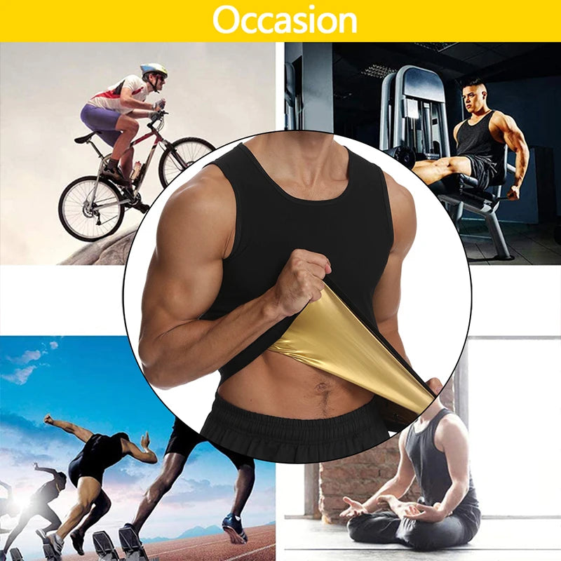NEW Arrivals S-2XL 2 Colors Heat Trapping Vest Pullover Sweat Enhancing Shirts Workout Tank Top Sauna Shapewear Waist Trainer for Men Compression Fitness Sports Apparel Supplies